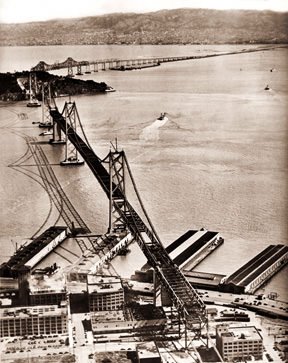 Vintage Photograph of San Francisco-Oakland Bay Bridge Construction