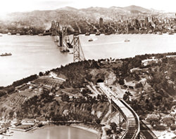 Vintage Photograph of San Francisco-Oakland Bay Bridge under Construction