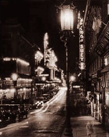 Vintage Photograph of Grant Street Chinatown at night