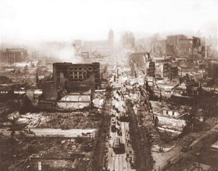 Vintage Photograph of Earthquake Aftermath  Market Street