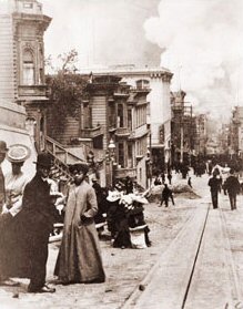 Vintage Photograph of Residents Watching the Fires