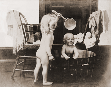 Vintage Photograph of Morning Bath